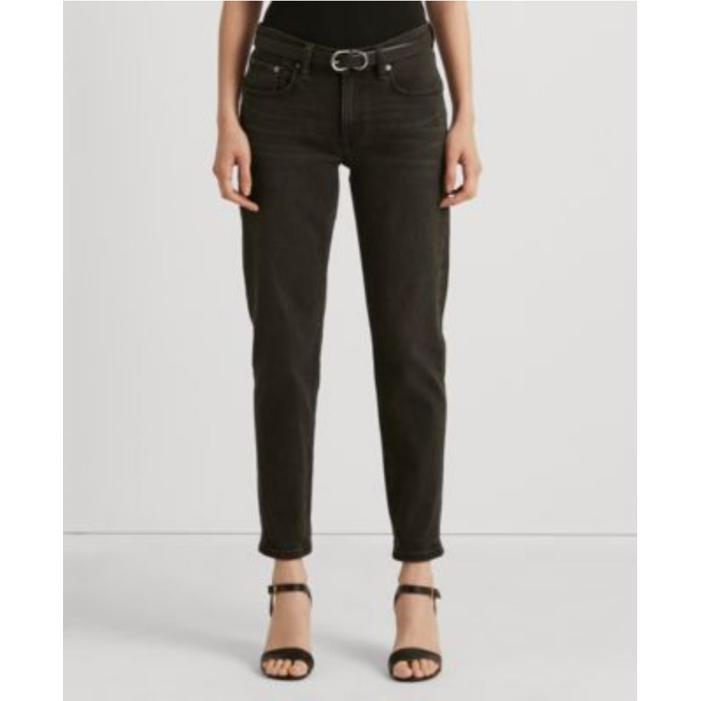 Lauren Ralph‎ Lauren Relaxed Taper Jeans Comfort Stretch Black Wash Size 2 NWT